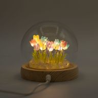 Скляна Куля з Квітками - 20 Багатокольорових Тюльпанів - LED, USB
