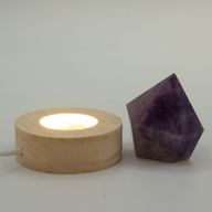 Дерев'яна LED-підставка з USB Кругла 6 см - Холодне/Тепле/Денне Світло
