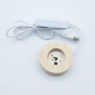 Дерев'яна LED-підставка з USB Кругла 6 см - Холодне/Тепле/Денне Світло