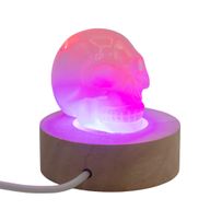 Дерев'яна LED-підставка з USB Кругла 6 см - Багатокольорове Світло