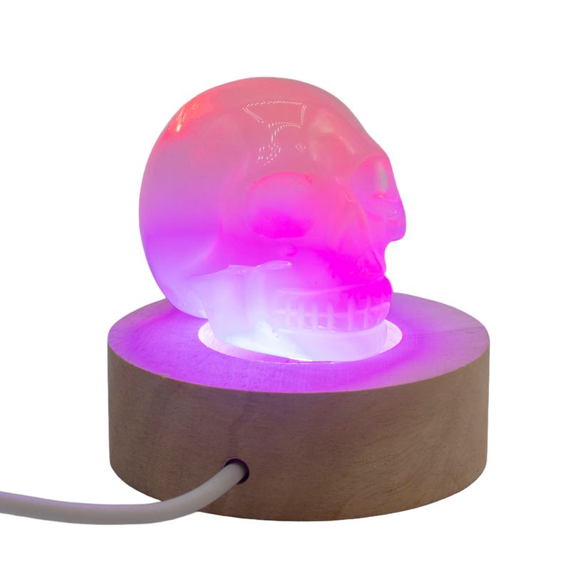 Дерев'яна LED-підставка з USB Кругла 6 см - Багатокольорове Світло