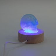 Дерев'яна LED-підставка з USB Кругла 6 см - Багатокольорове Світло