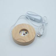 Дерев'яна LED-підставка з USB Кругла 8 см - Холодне/Тепле/Денне Світло