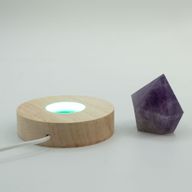 Дерев'яна LED-підставка з USB Кругла 8 см - Багатокольорове Світло