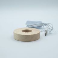 Дерев'яна LED-підставка з USB Кругла 8 см - Багатокольорове Світло