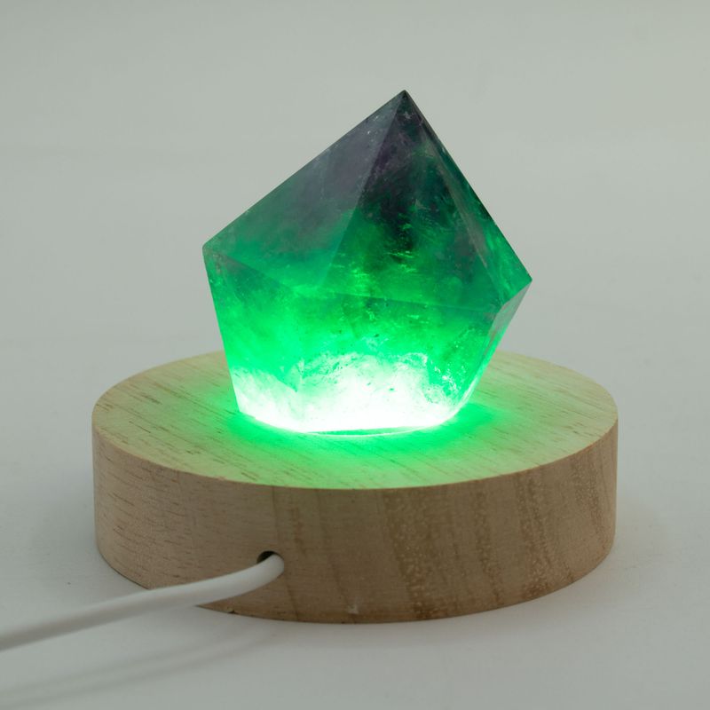 Дерев'яна LED-підставка з USB Кругла 8 см - Багатокольорове Світло