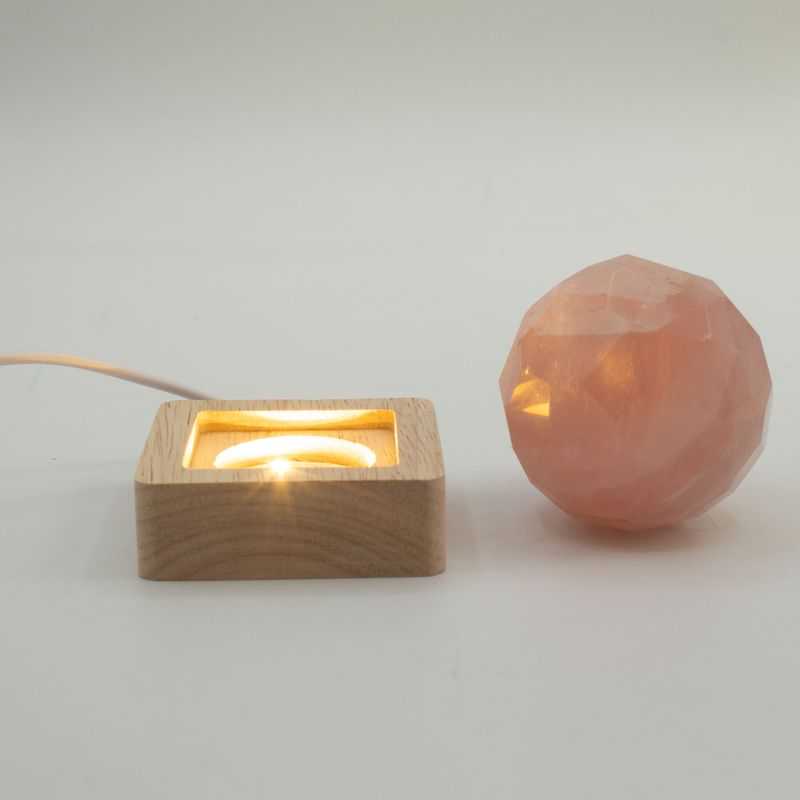 Дерев'яна LED-підставка з USB Квадратна 6 см - Холодне/Тепле/Денне Світло