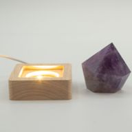 Дерев'яна LED-підставка з USB Квадратна 6 см - Холодне/Тепле/Денне Світло