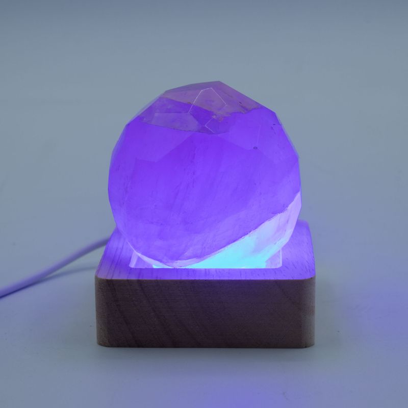 Дерев'яна LED-підставка з USB Квадратна 6 см - Багатокольорове Світло