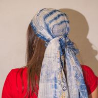Nomad Sari - Літній Шарф "Марбелья" 180x50 см - Блакитний з Золотом