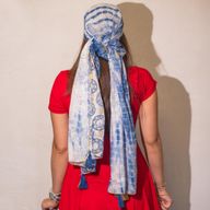 Nomad Sari - Літній Шарф "Марбелья" 180x50 см - Блакитний з Золотом