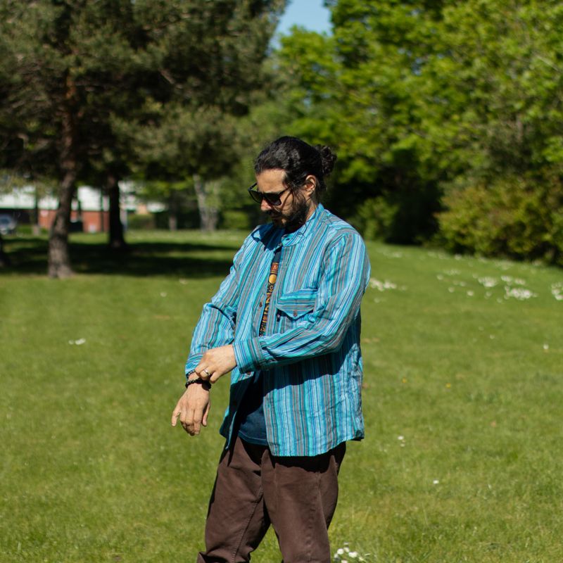 Nomad Sari Сорочка "Grandad" M - Бірюзовий та Сірий