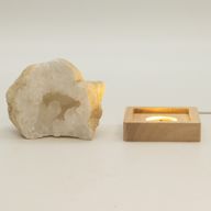 Дерев'яна LED-підставка з USB Квадратна 8 см - Холодне/Тепле/Денне Світло