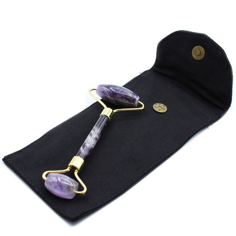 Gemstone Facial Roller – Amethyst with Pouch