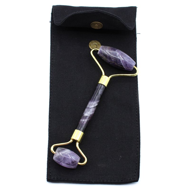 Gemstone Facial Roller – Amethyst with Pouch