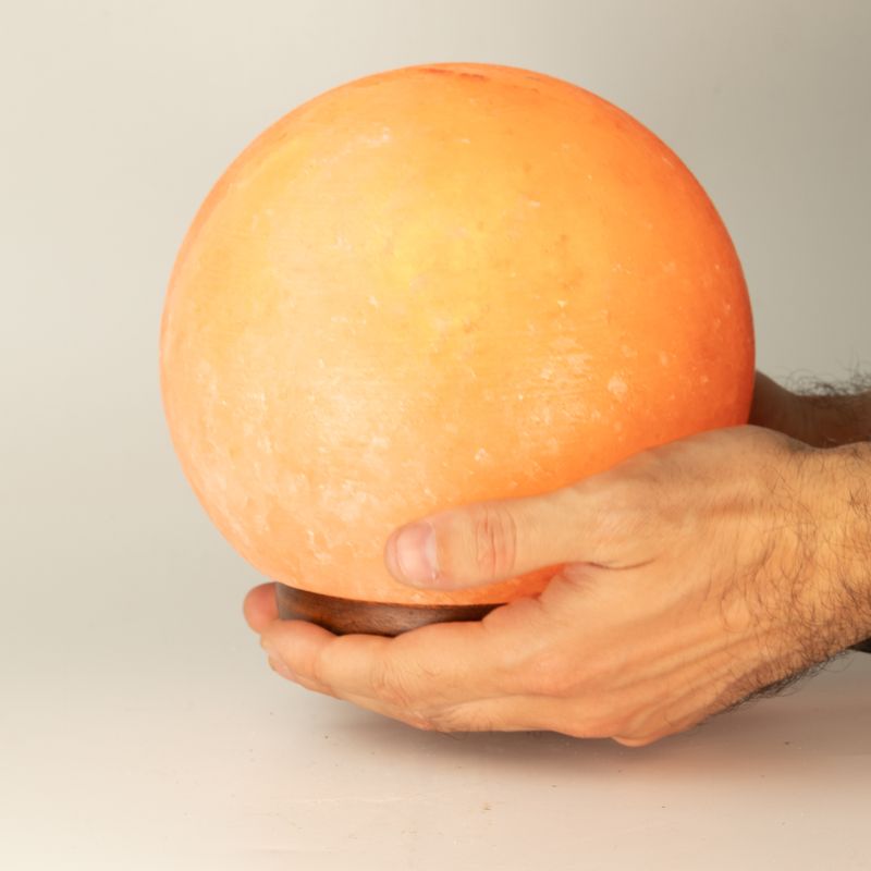 Salt Lamp Ball – Large Wooden Base 3–4 kg