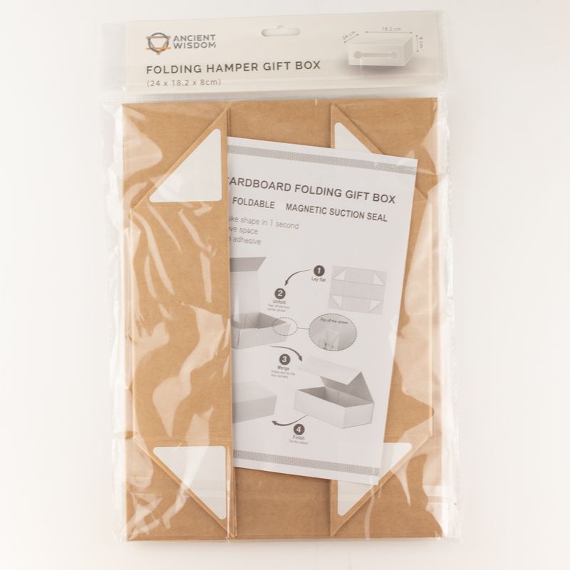 Flat Pack Gift Box - Med Hamper (24 x 18.2 x 8 cm) - Brown Craft