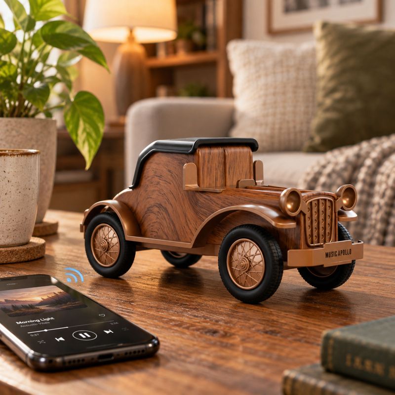 Класичний вінтажний автомобільний динамік та тримач для телефону - Bluetooth - 5 Вт