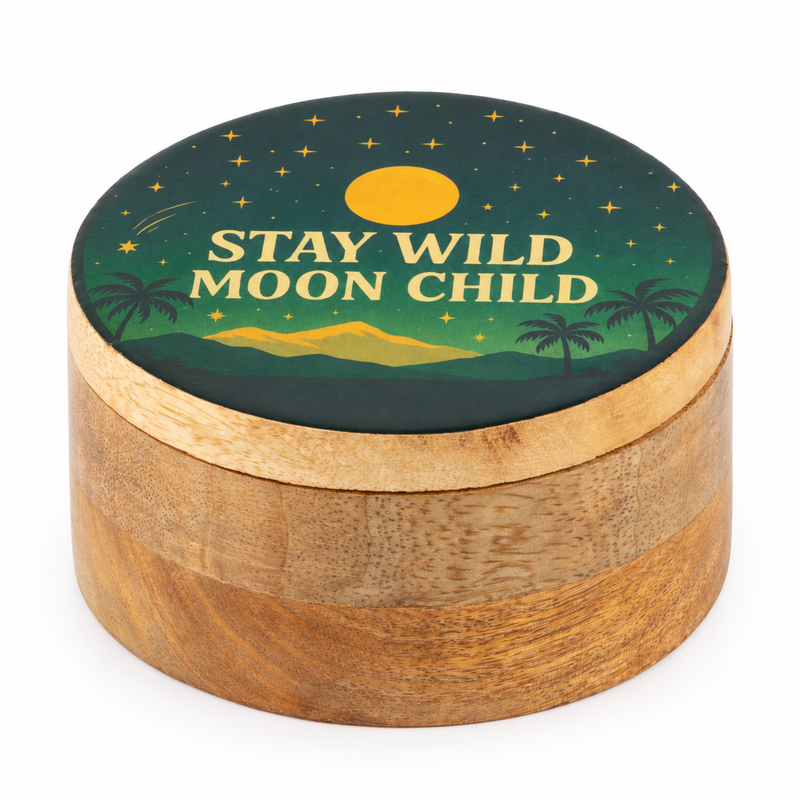 Кругла емальована скринька - Stay Wild Moon Child