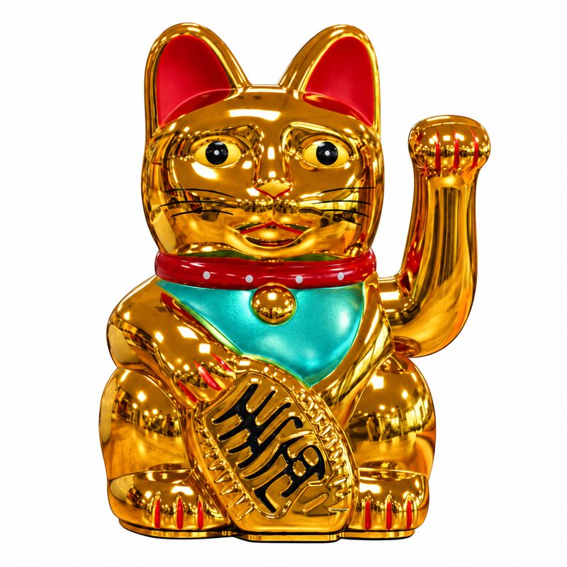Кіт на Удачу (Money Cat) - Золотий - 15 см