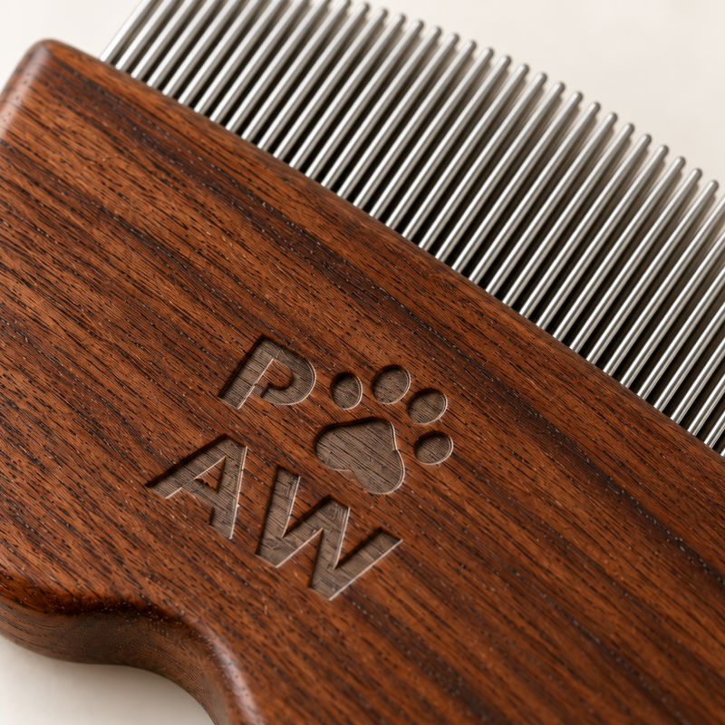 Інструменти для догляду PAW - Міні-гребінець для вичісування бліх та делікатних зон - Горіх